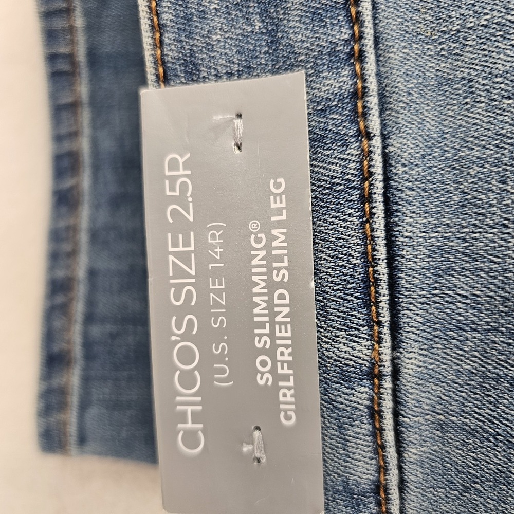 New Chico's So Slimming Girlfriend Ankle Jeans Size2.5R(US Size 14R) Blue - Picture 7 of 8